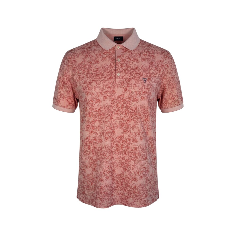 Gant Pink Red Floral Polo Shirt XL Pink